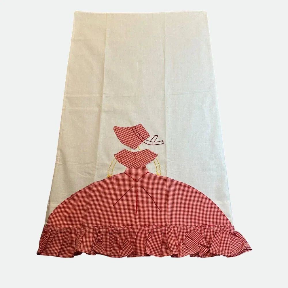 VTG JCPenney Muslin Pillowcases Pair Sunbonnet Sue Southern Belle Cottagecore